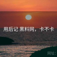 用后记 黑料网，卡不卡